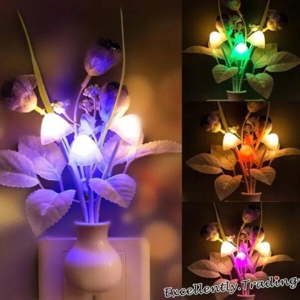 Lighting US Plug Flower Vase LED Mushroom Night Light mushroom light led mushroom light - Image 3