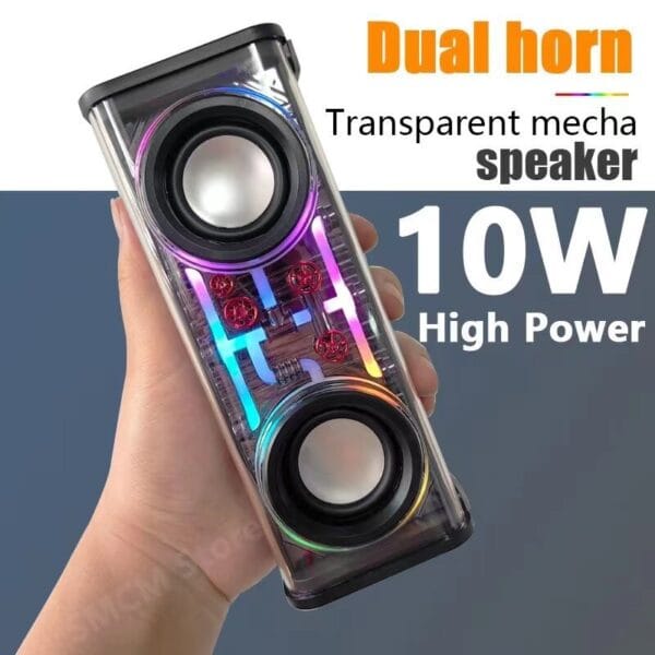 V8 Transparent 10W RGB Colorful lights Bluetooth Speaker - Image 3