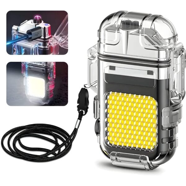 Transparent Bright COB LED Flashlight With Dual ARC Plasma Beam Electric Lighter - Image 4